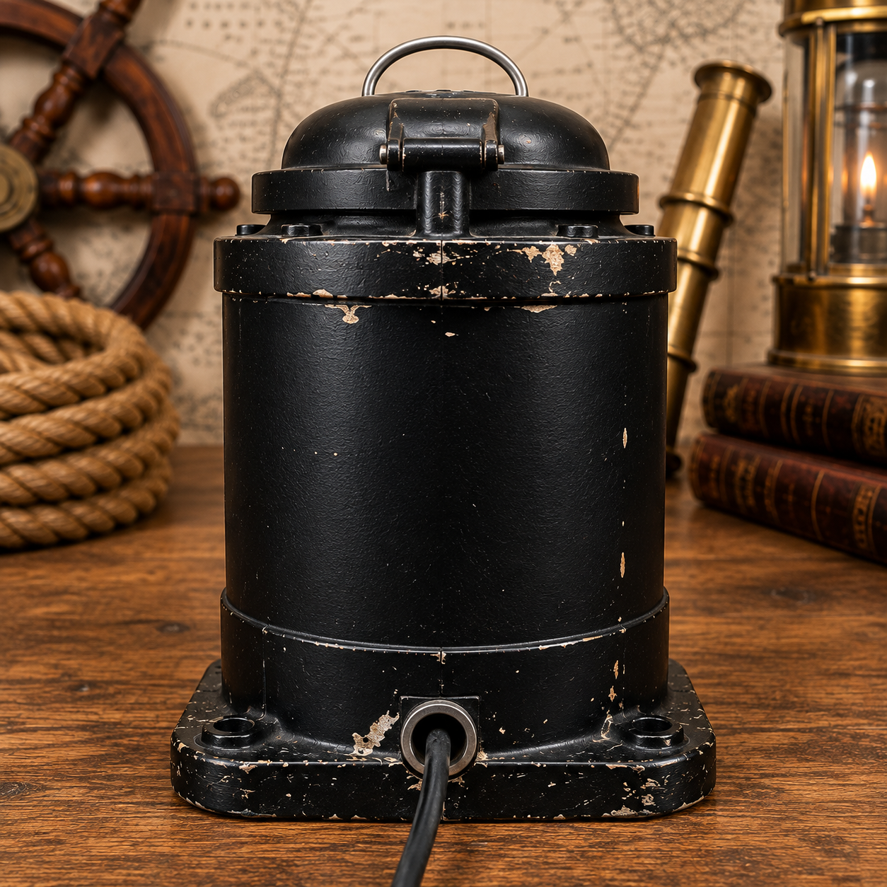 Vintage Den Haan Rotterdam marine stern light, rear view with electrical connection