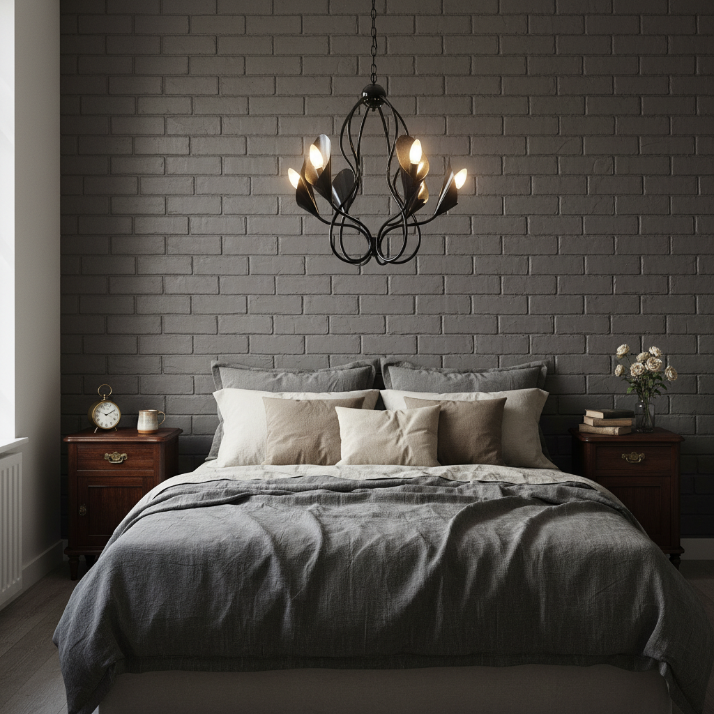 Chandelier in vintage bedroom